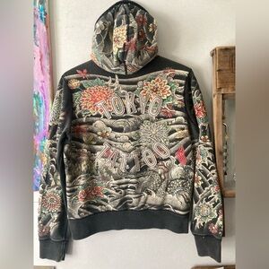 Vintage Lucky Brand TOKYO TATTOO zip up hoodie jacket • Japanese art • Y2K